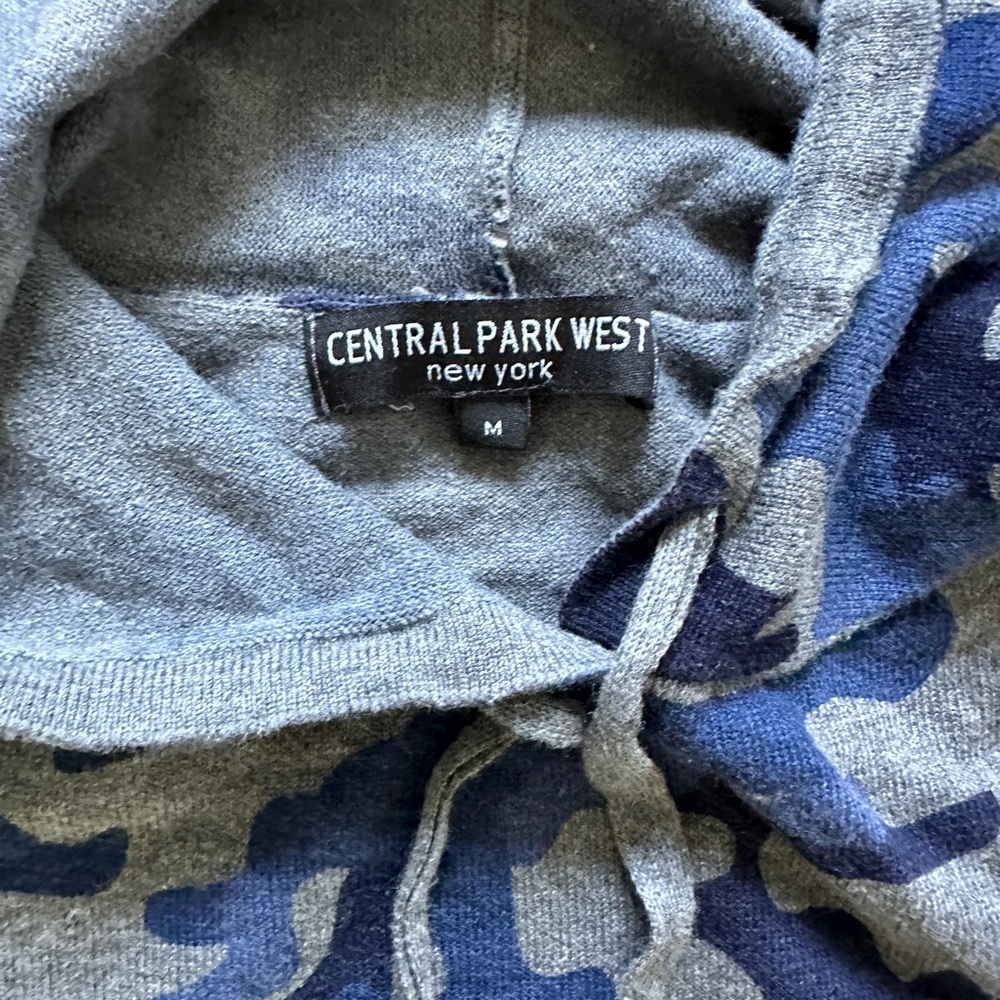 Central Park West Blue and Grey Camo Hooded Sweater - Picture 2 of 2